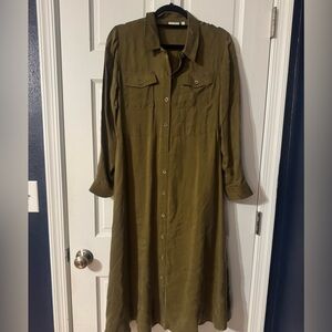 Spartina 449 Olive Green Midi Shirt Dress